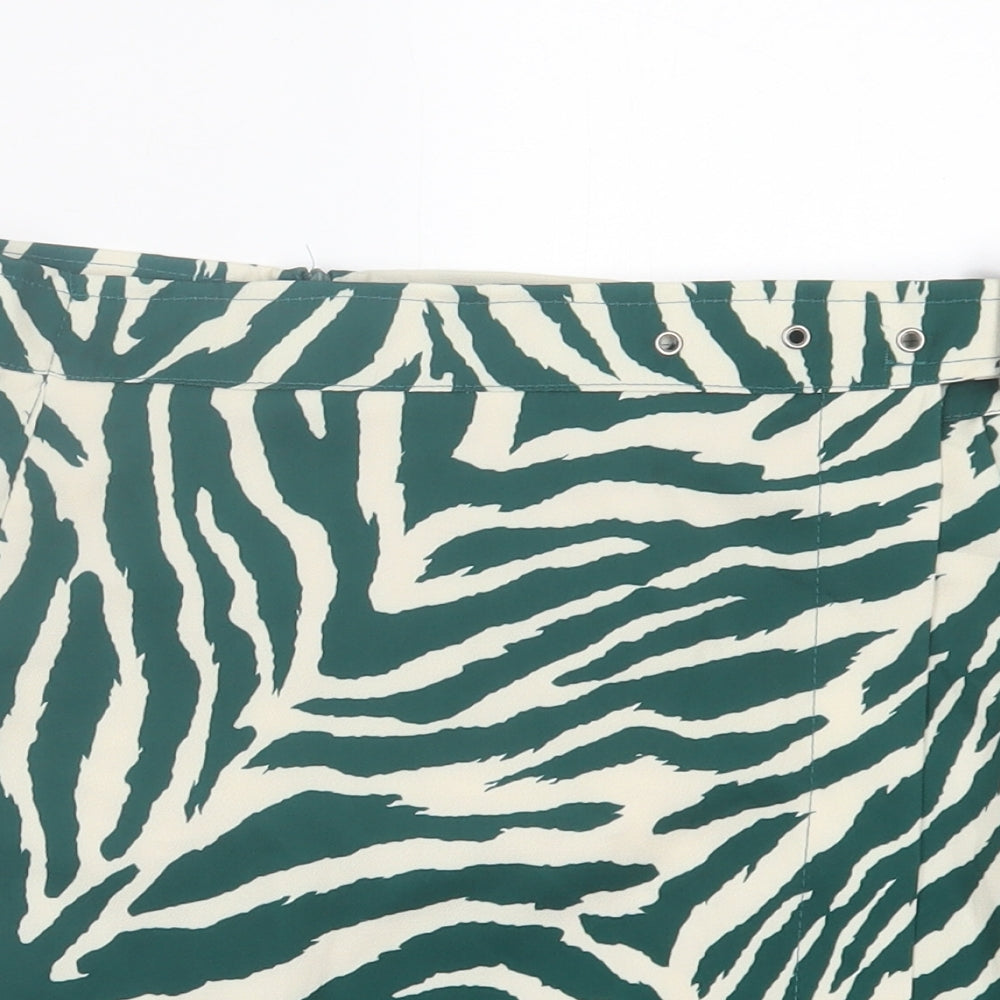I SAW IT FIRST Womens Green Animal Print Polyester A-Line Skirt Size 12   Zip