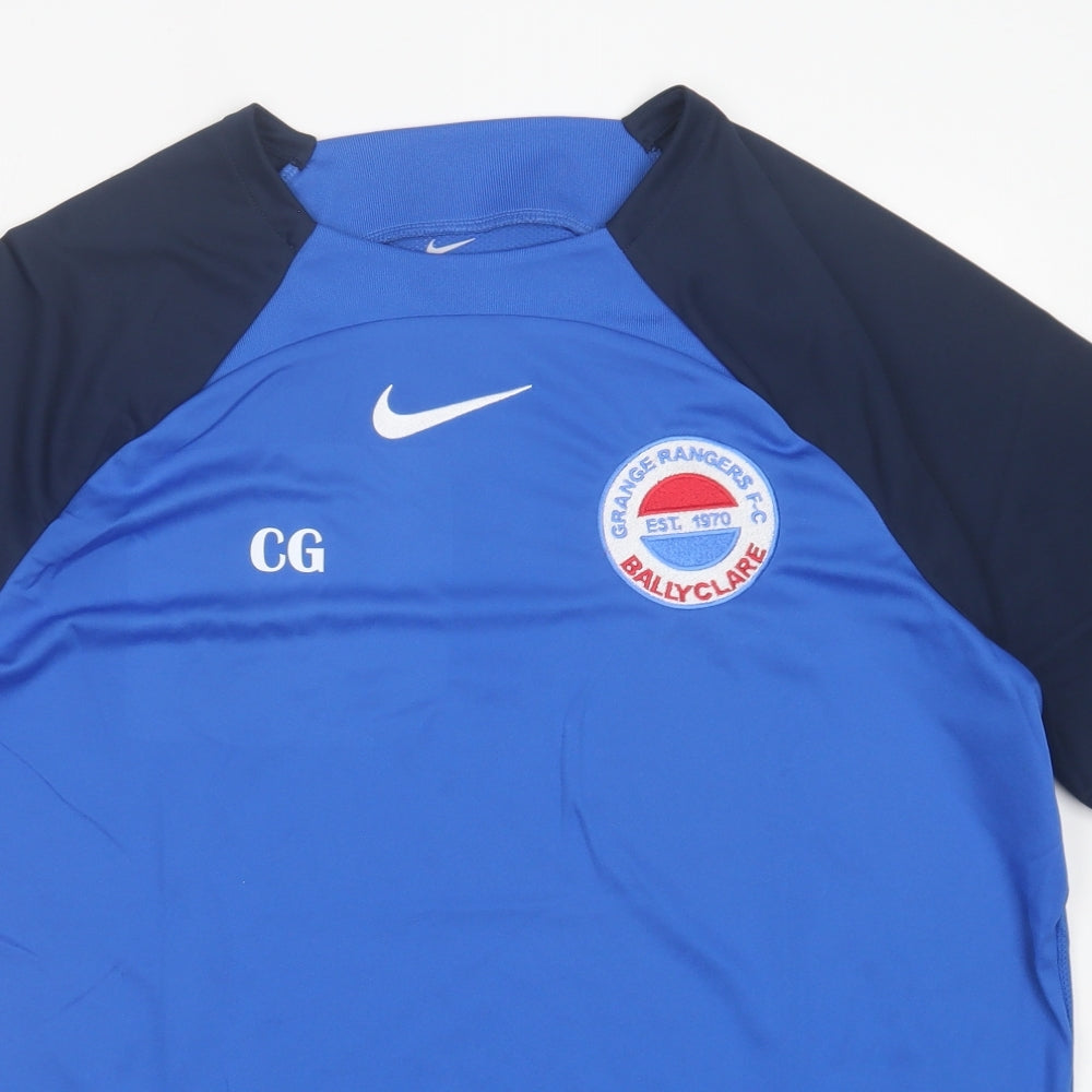 Nike Mens Blue  Polyester Basic T-Shirt Size XL Crew Neck Pullover - Grange Rangers FC