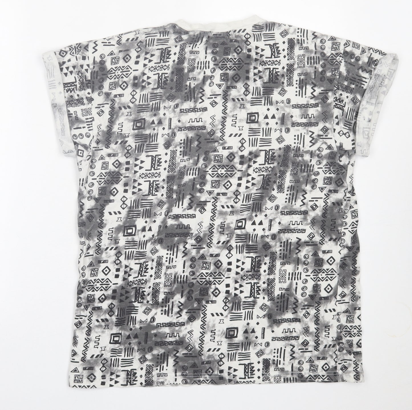Topman Mens Grey Geometric Cotton  T-Shirt Size M Crew Neck