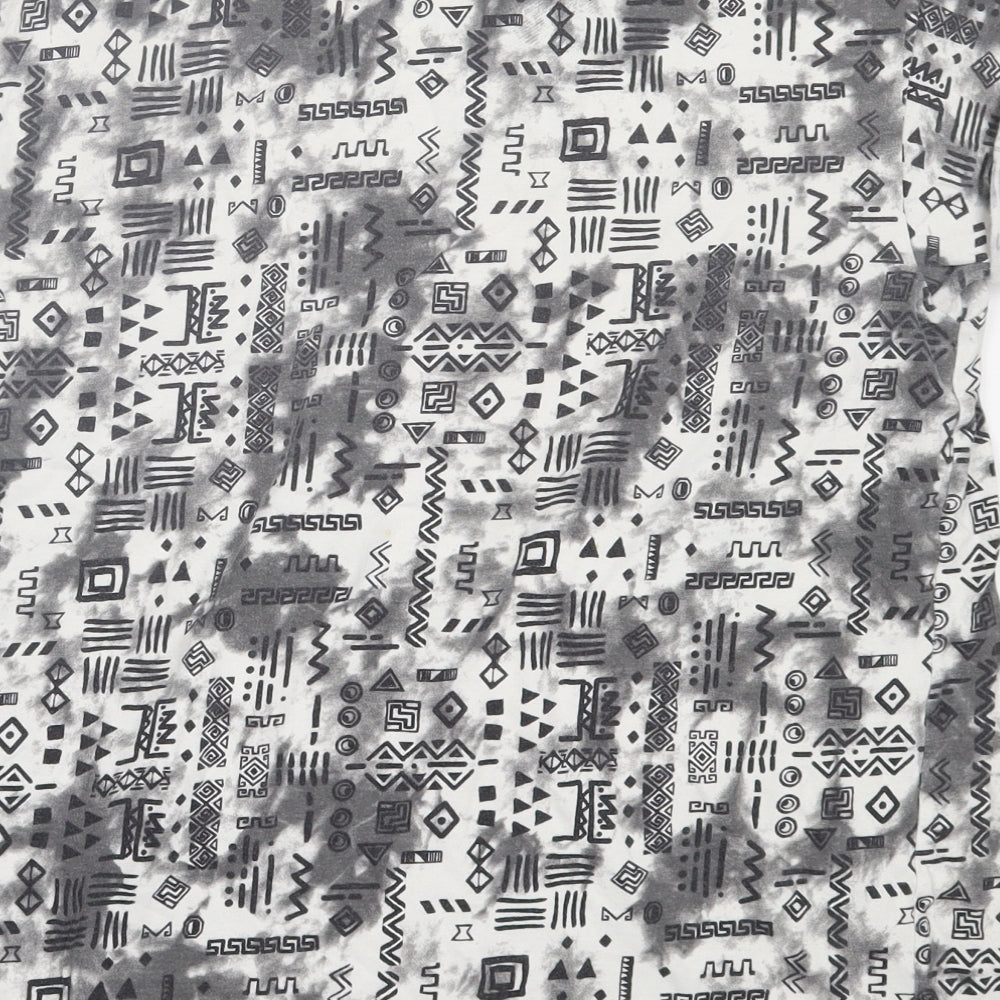 Topman Mens Grey Geometric Cotton  T-Shirt Size M Crew Neck