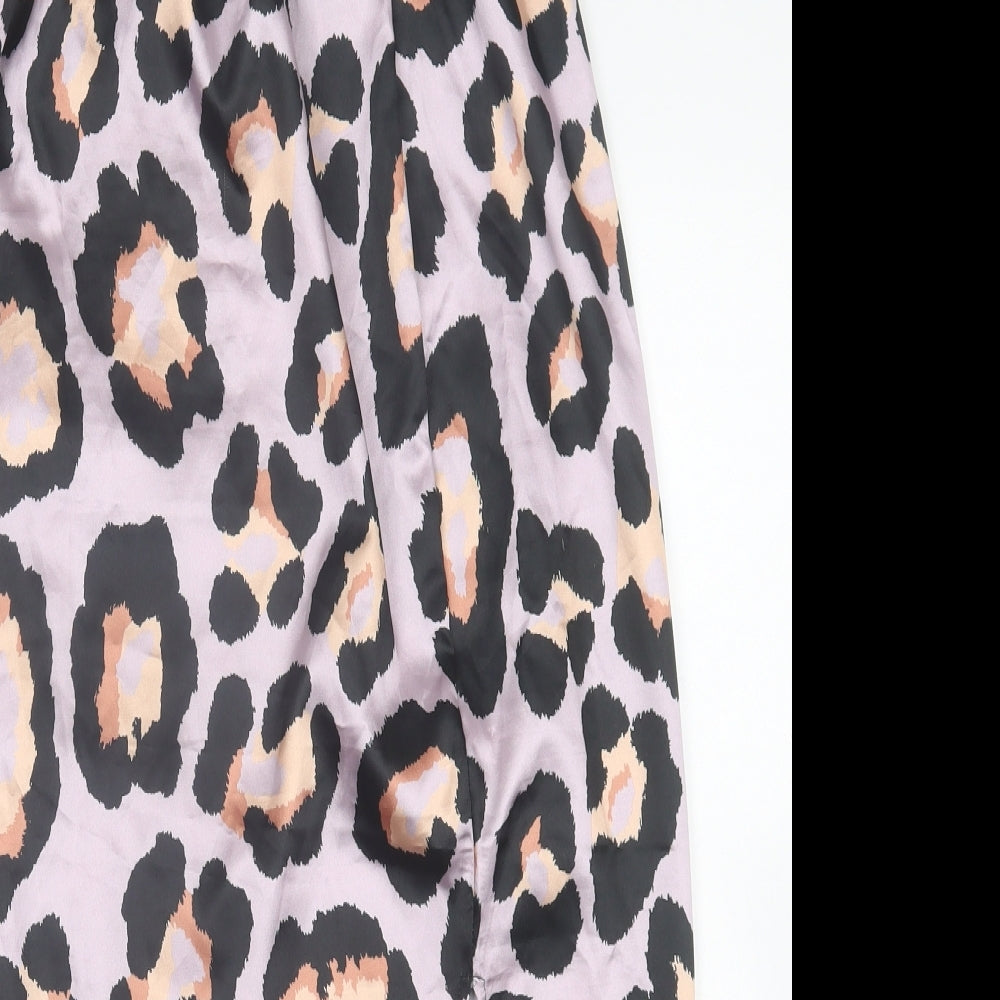 Missguided Womens Purple Animal Print Polyester A-Line Skirt Size 14