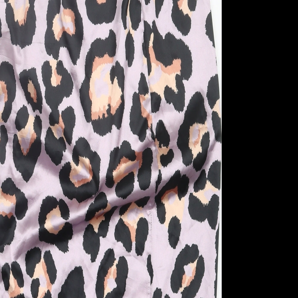 Missguided Womens Purple Animal Print Polyester A-Line Skirt Size 14