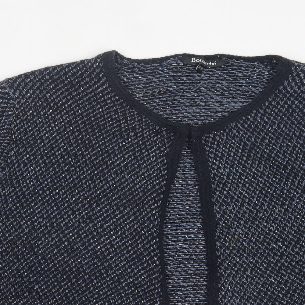 bonmarch Womens Blue Crew Neck  Acrylic Cardigan Jumper Size 24