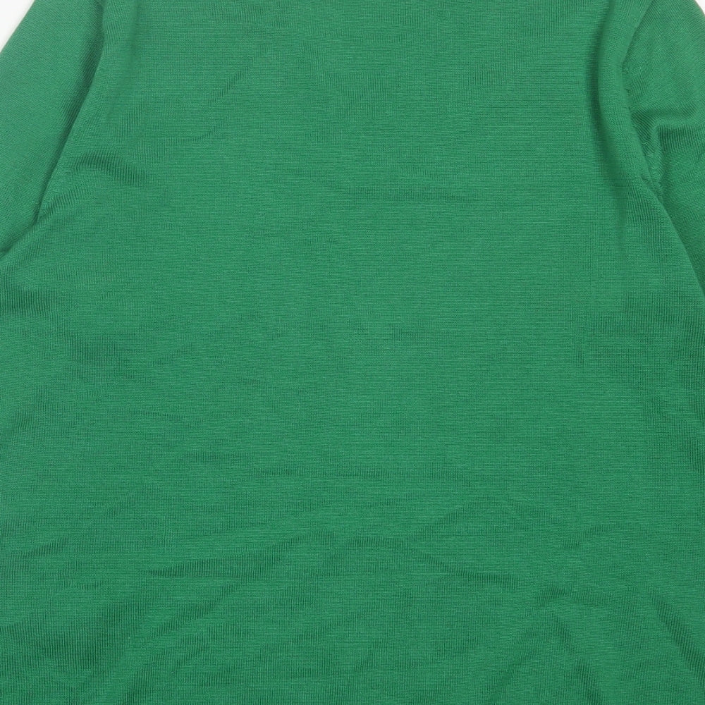 Peter Hahn Womens Green V-Neck  Cotton Pullover Jumper Size 14