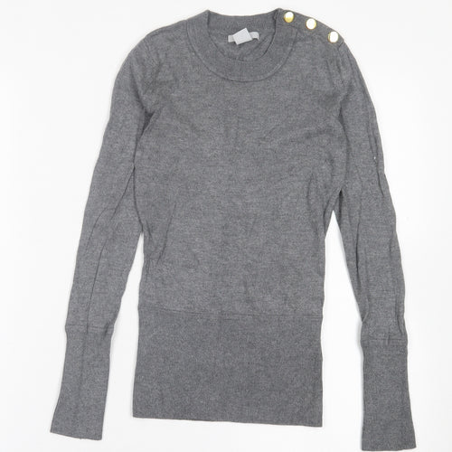 H&M Womens Grey Crew Neck  Viscose Pullover Jumper Size XS