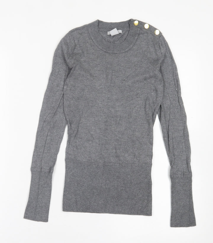 H&M Womens Grey Crew Neck  Viscose Pullover Jumper Size XS