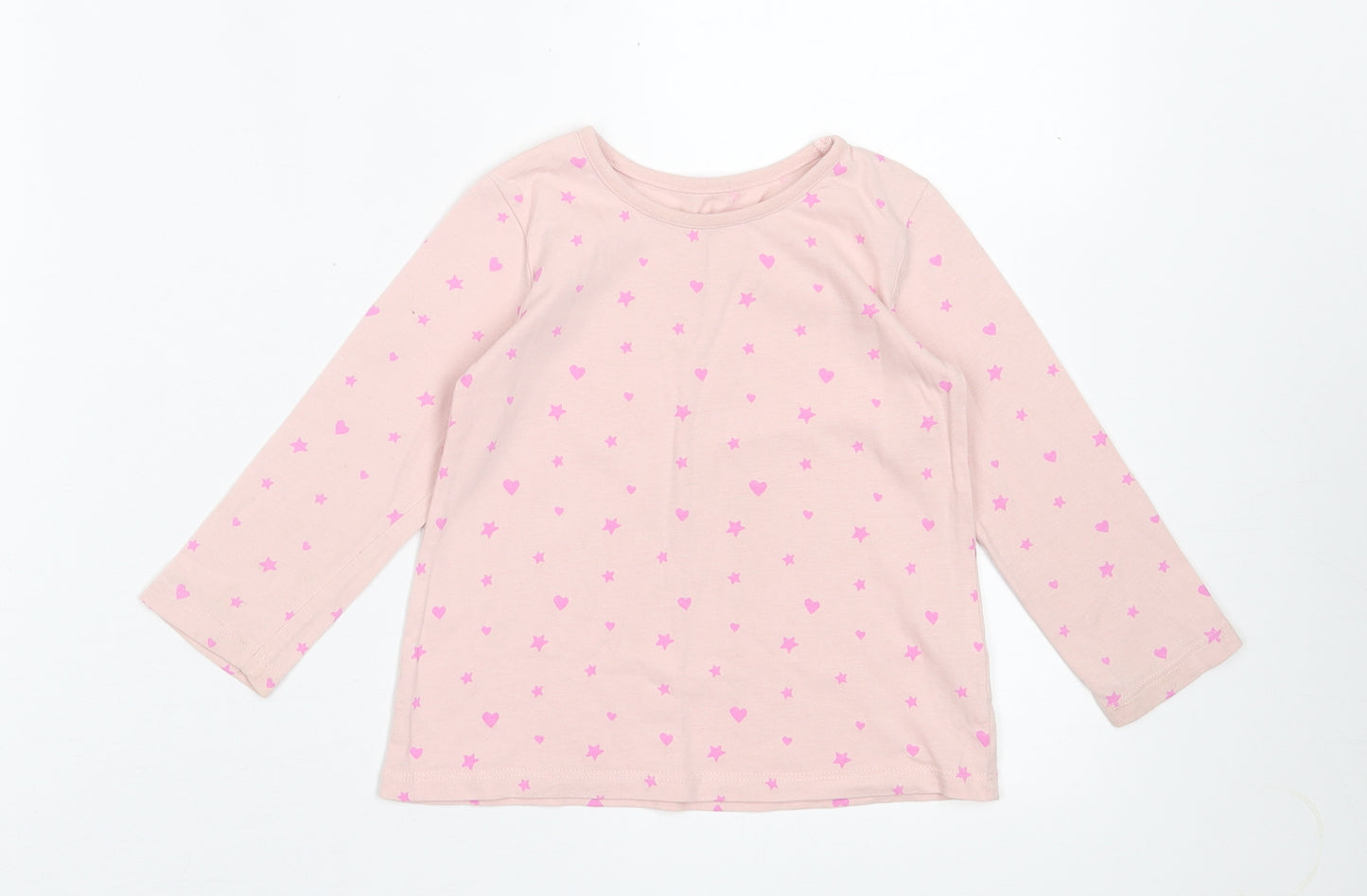 George Girls Pink Geometric Cotton Basic Casual Size 12-18 Months Crew Neck Pullover