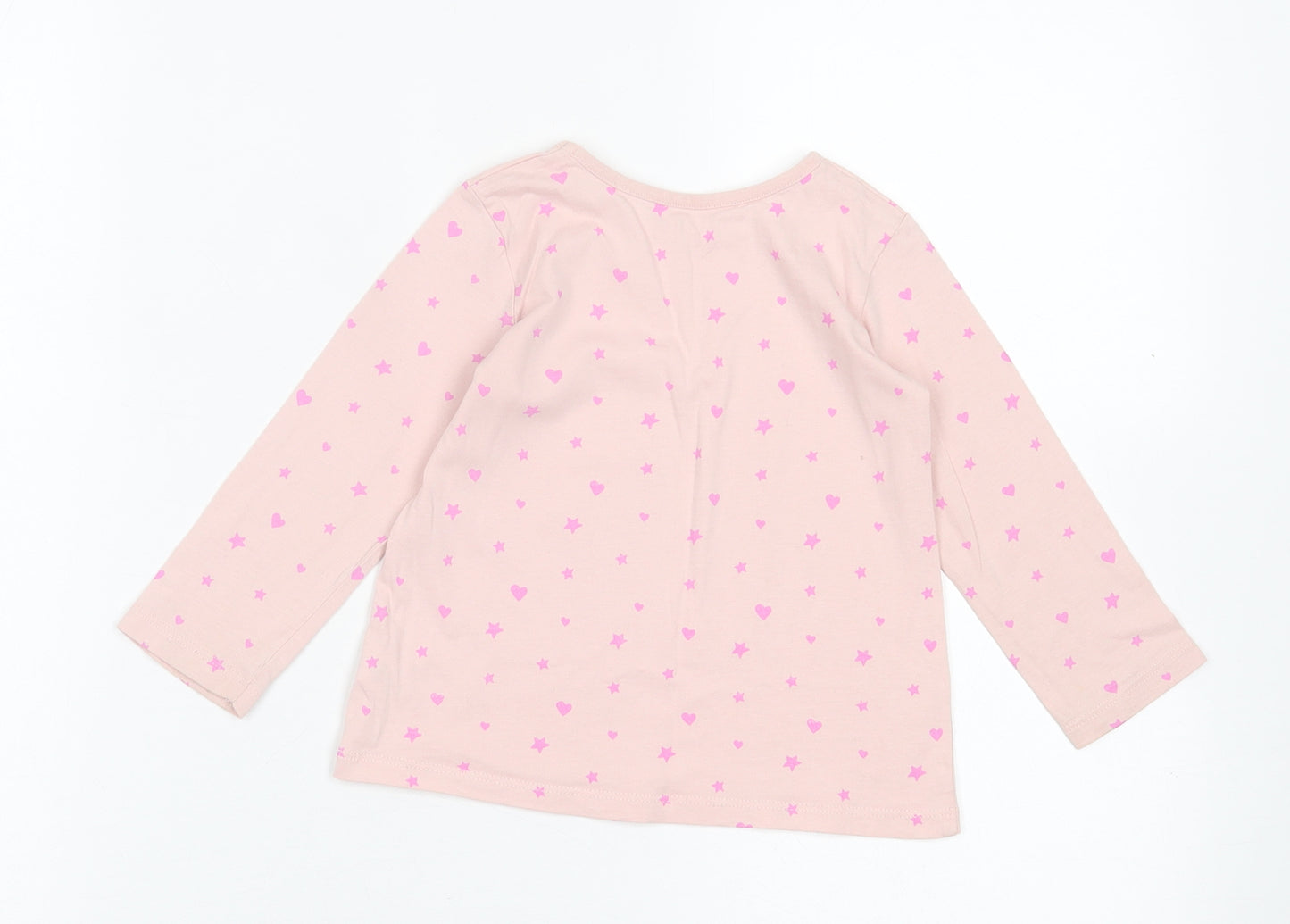 George Girls Pink Geometric Cotton Basic Casual Size 12-18 Months Crew Neck Pullover
