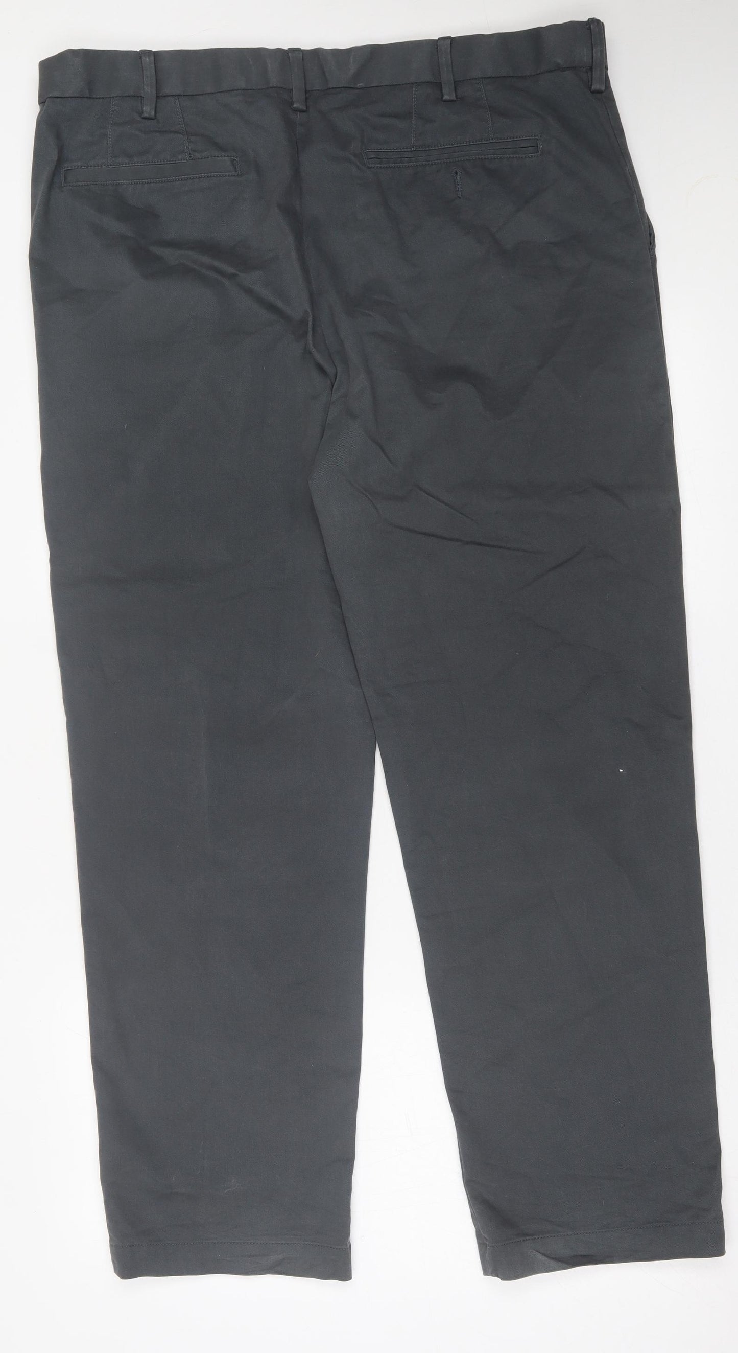 Blue Harbour Mens Grey  Cotton Trousers  Size 38 in L31 in Regular Button