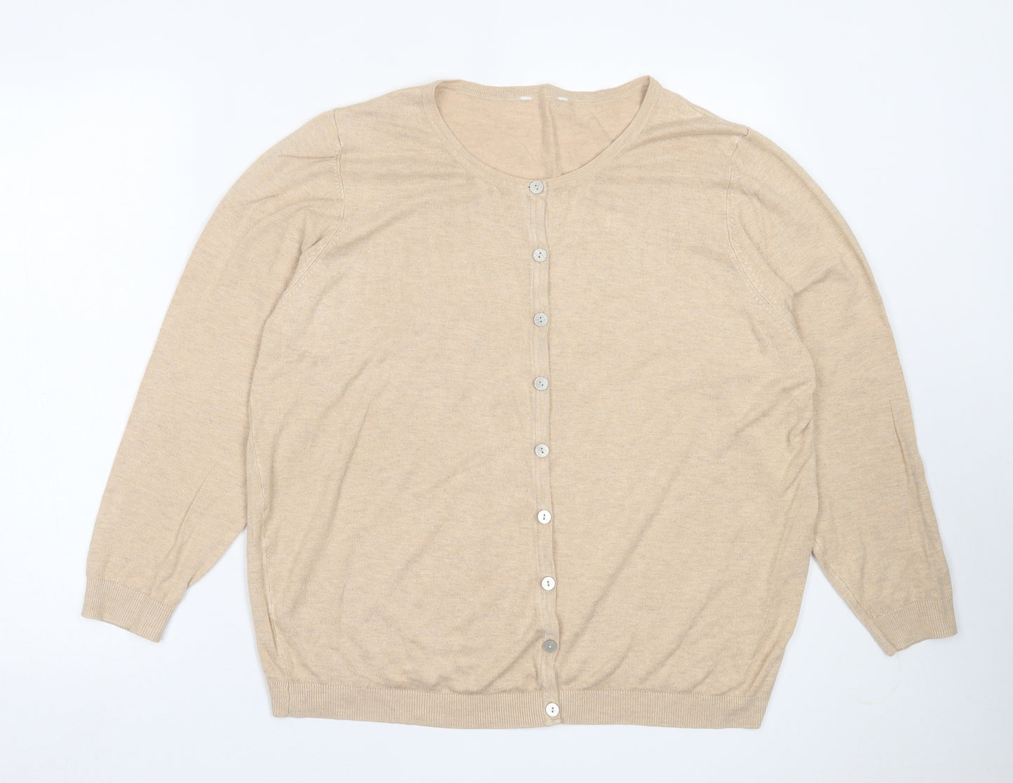 pep&co Womens Brown Crew Neck  Viscose Cardigan Jumper Size 22