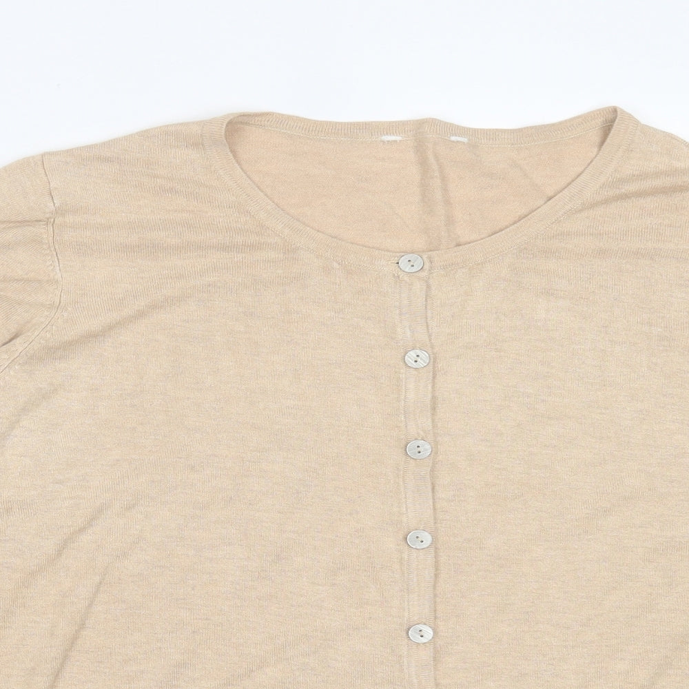 pep&co Womens Brown Crew Neck  Viscose Cardigan Jumper Size 22