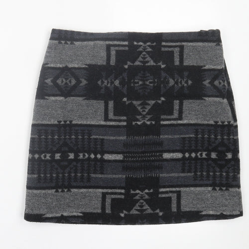 Jasmine & Juliana Womens Grey Geometric Acrylic A-Line Skirt Size 12   Zip