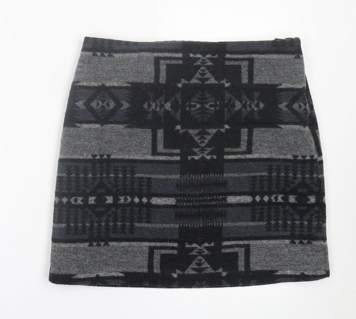 Jasmine & Juliana Womens Grey Geometric Acrylic A-Line Skirt Size 12 Zip