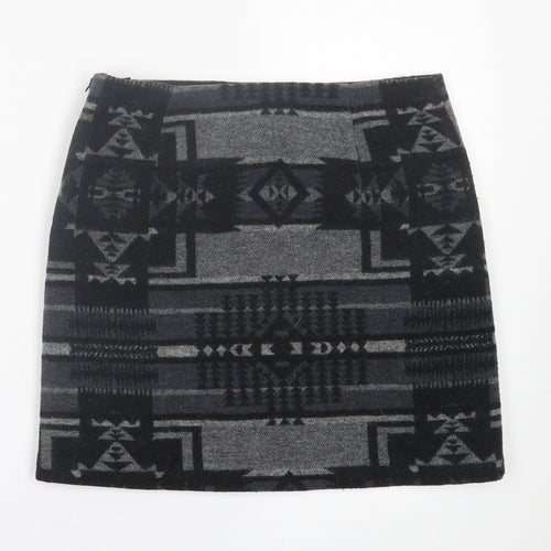 Jasmine & Juliana Womens Grey Geometric Acrylic A-Line Skirt Size 12   Zip