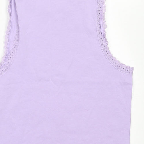 ASOS Womens Purple  Cotton Cropped Tank Size 4 Crew Neck - Lace Trim