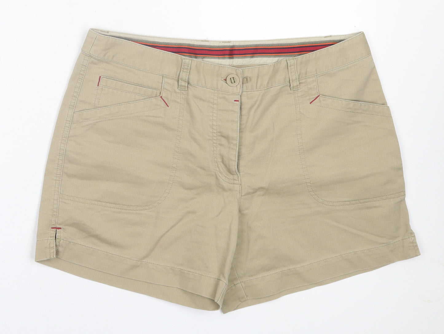 NEXT Womens Brown  Cotton Boyfriend Shorts Size 14 L4 in Regular Button
