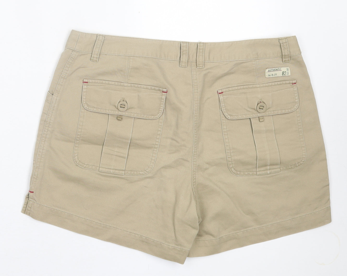 NEXT Womens Brown  Cotton Boyfriend Shorts Size 14 L4 in Regular Button