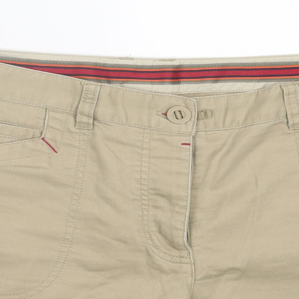 NEXT Womens Brown  Cotton Boyfriend Shorts Size 14 L4 in Regular Button