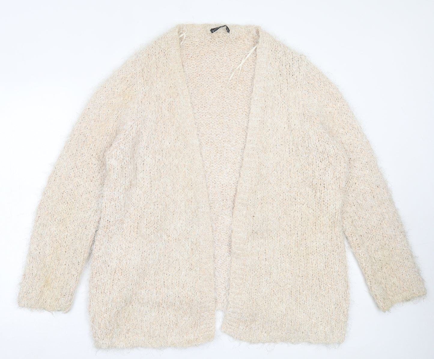 David Emanuel Womens Beige V-Neck  Acrylic Cardigan Jumper Size L