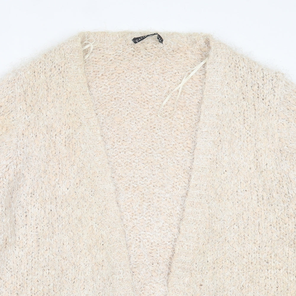 David Emanuel Womens Beige V-Neck  Acrylic Cardigan Jumper Size L