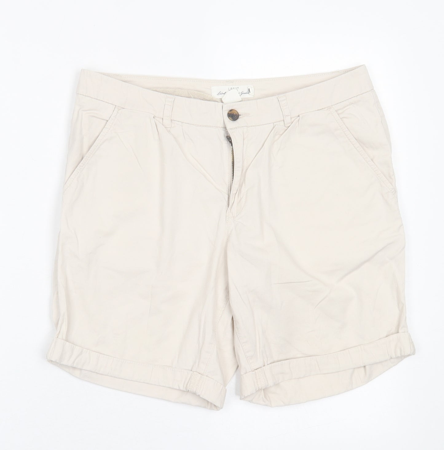 H&M Womens Beige  Cotton Bermuda Shorts Size 10 L6 in Regular Button