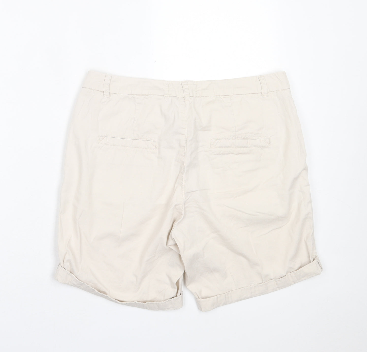 H&M Womens Beige  Cotton Bermuda Shorts Size 10 L6 in Regular Button