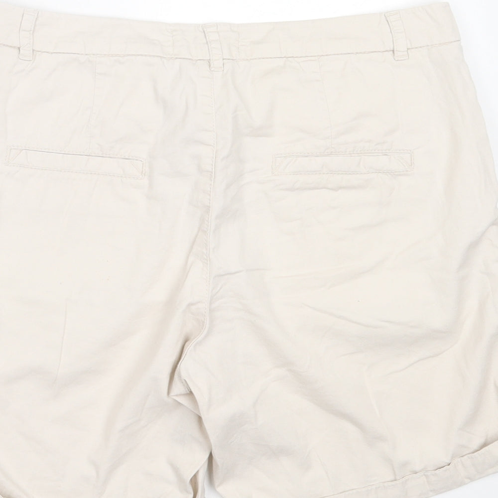 H&M Womens Beige  Cotton Bermuda Shorts Size 10 L6 in Regular Button