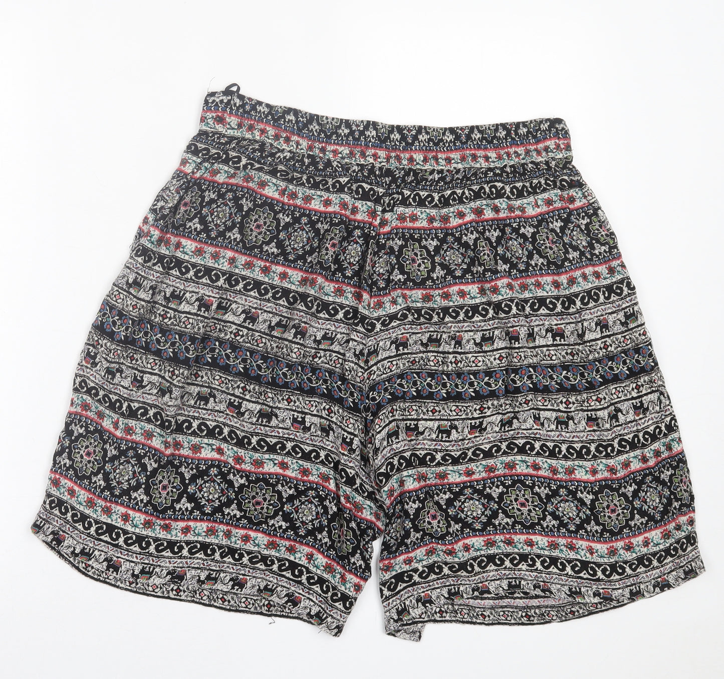 Angie Womens Multicoloured Geometric Viscose Bermuda Shorts Size M L9 in Regular