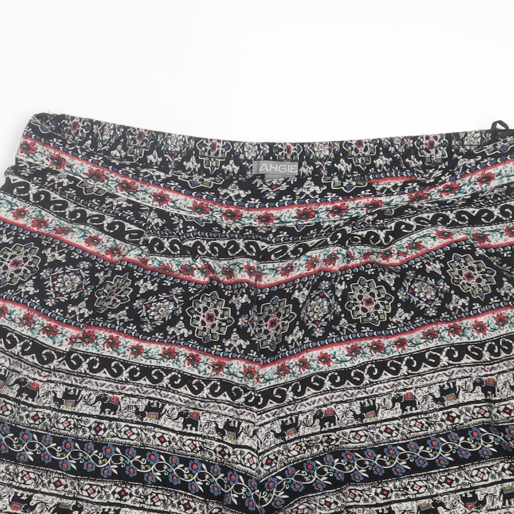 Angie Womens Multicoloured Geometric Viscose Bermuda Shorts Size M L9 in Regular