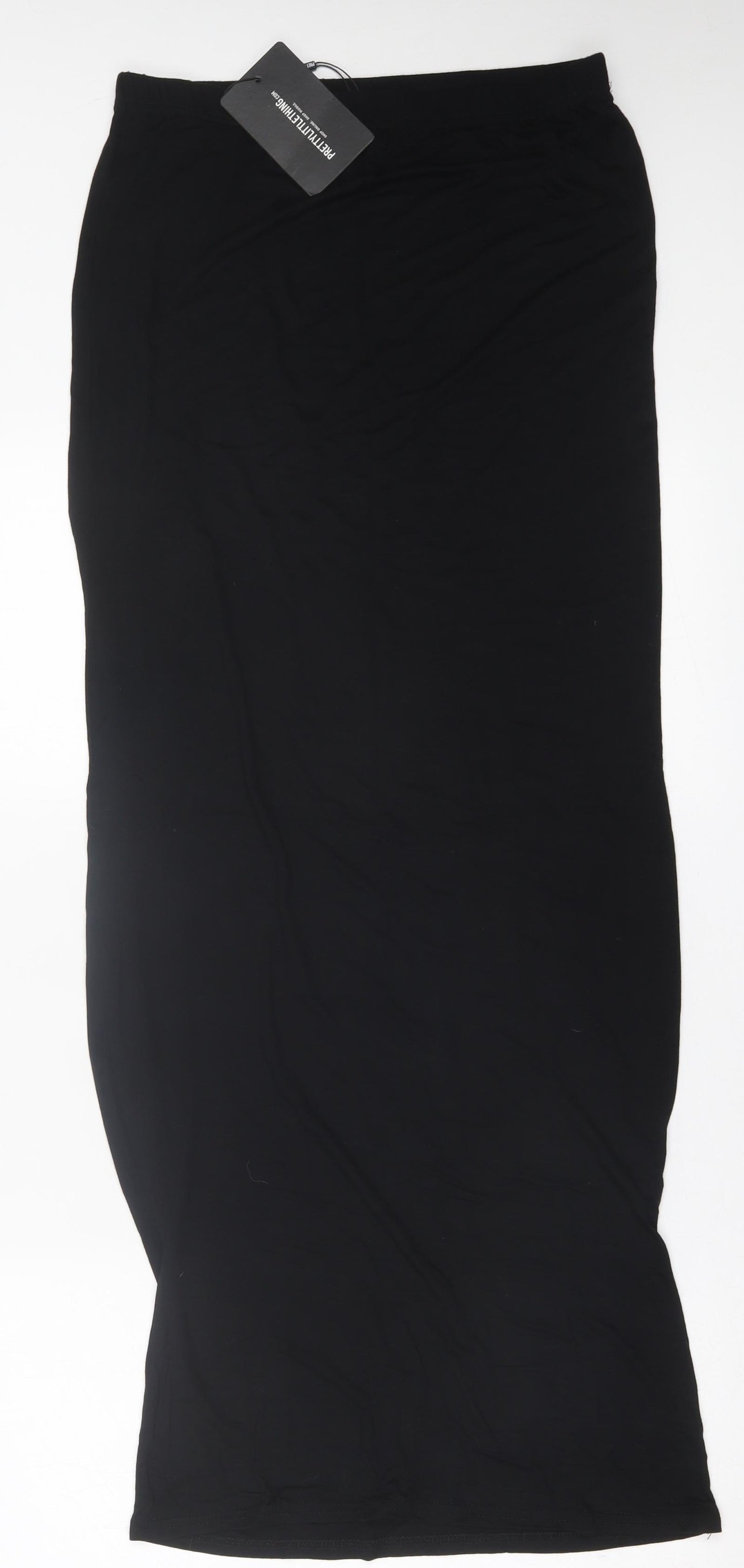 PRETTYLITTLETHING Womens Black  Viscose Maxi  Size 12  Off the Shoulder Pullover - Bandeau