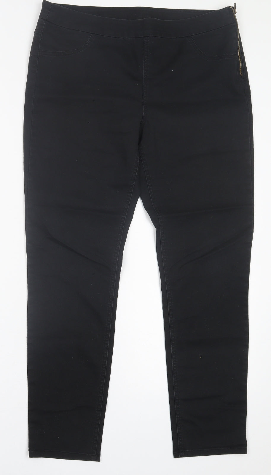 Wallis Womens Black  Cotton Jegging Trousers Size 14 L27 in Regular Zip