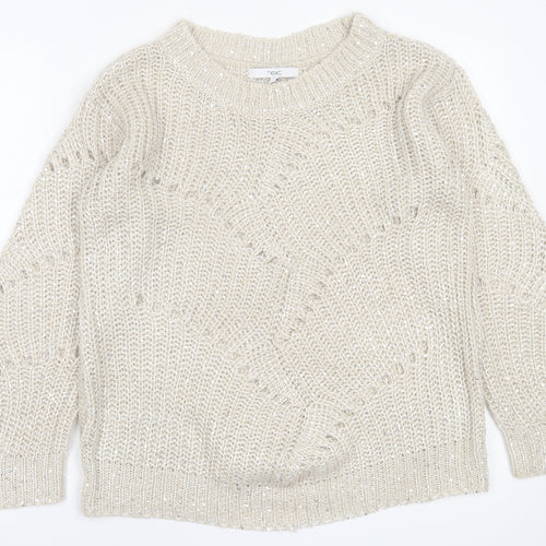 NEXT Womens Beige Crew Neck  Acrylic Pullover Jumper Size S