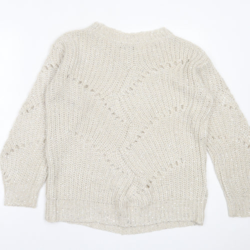 NEXT Womens Beige Crew Neck  Acrylic Pullover Jumper Size S