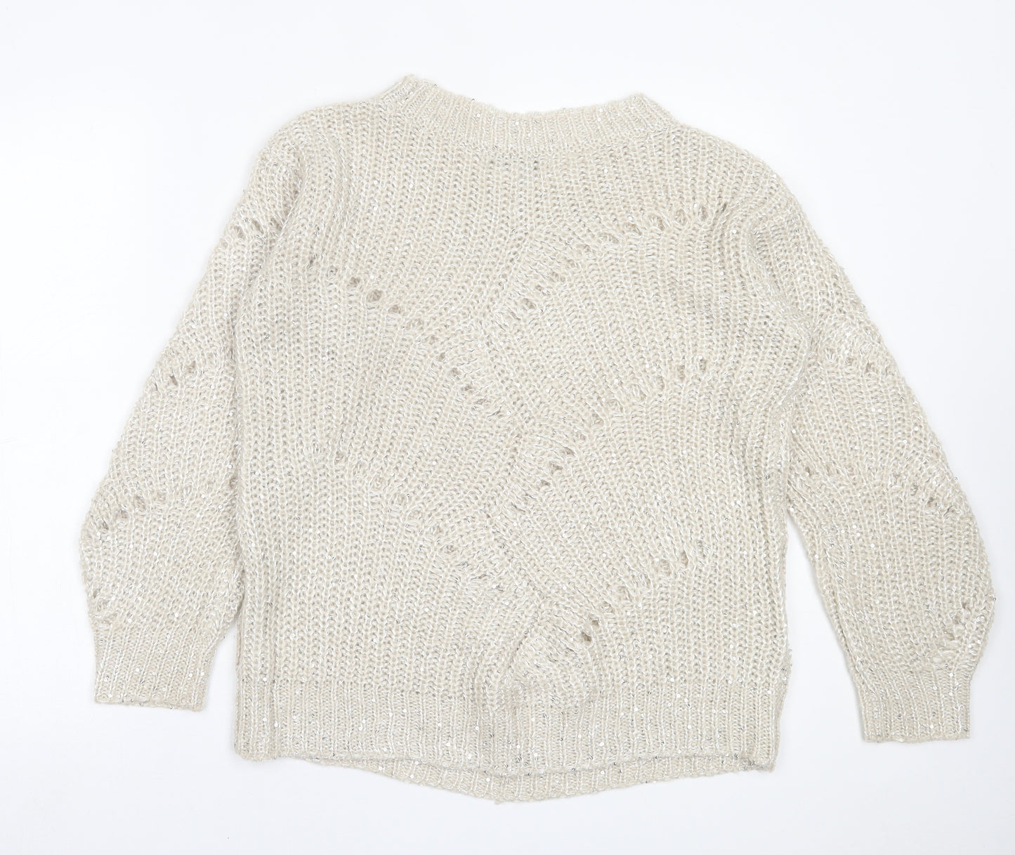 NEXT Womens Beige Crew Neck  Acrylic Pullover Jumper Size S