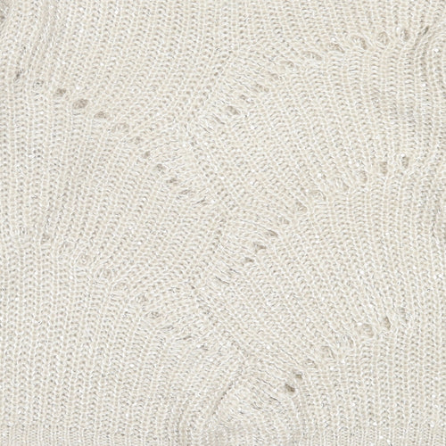 NEXT Womens Beige Crew Neck  Acrylic Pullover Jumper Size S
