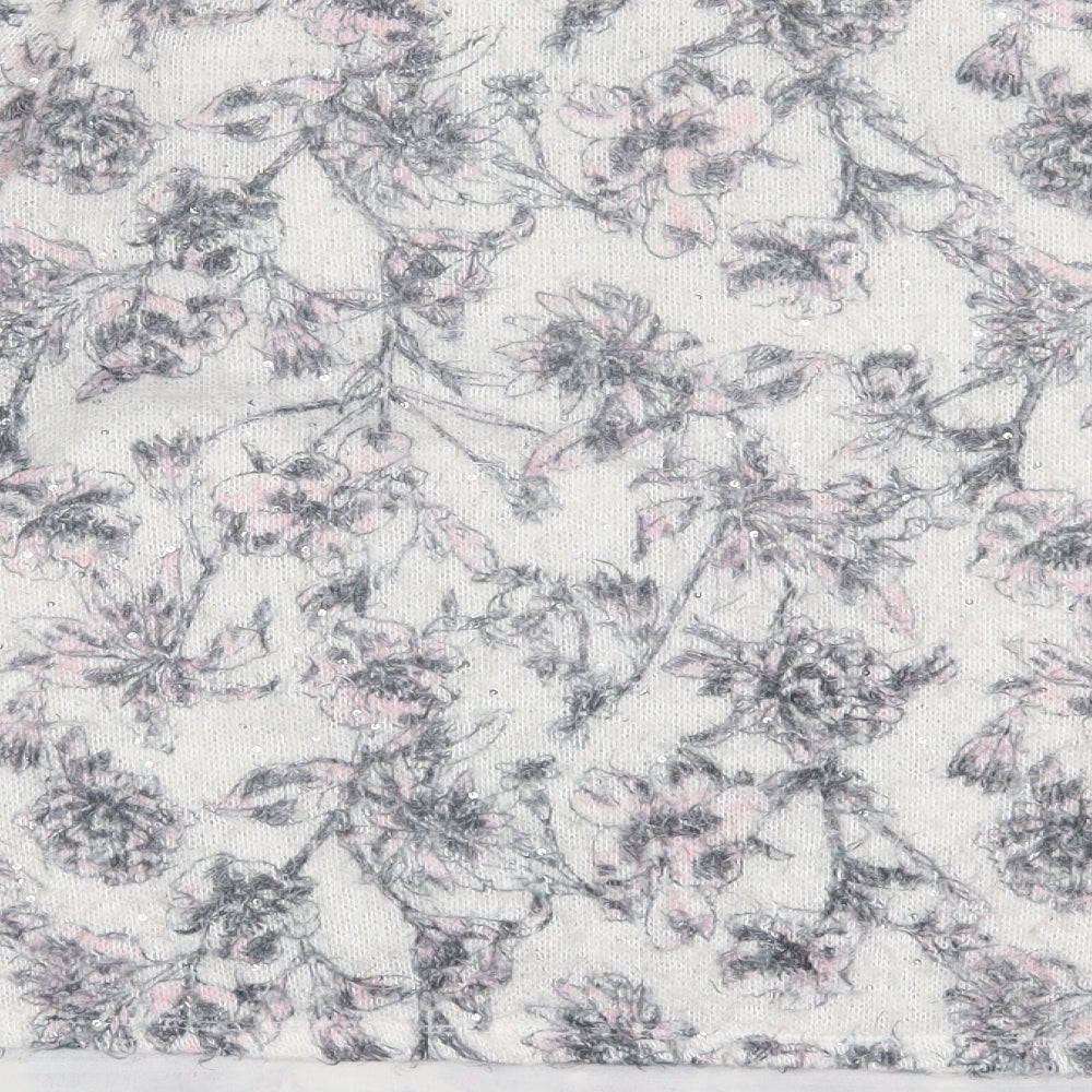 George Womens Grey Crew Neck Floral Polyester Pullover Jumper Size 20