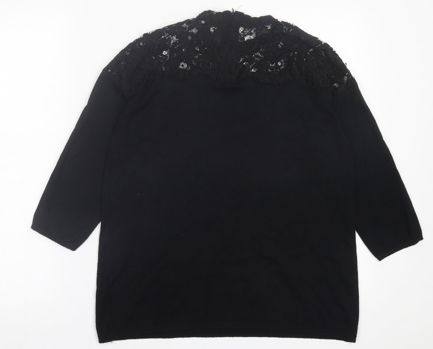 Papaya Womens Black Crew Neck  Viscose Pullover Jumper Size 12