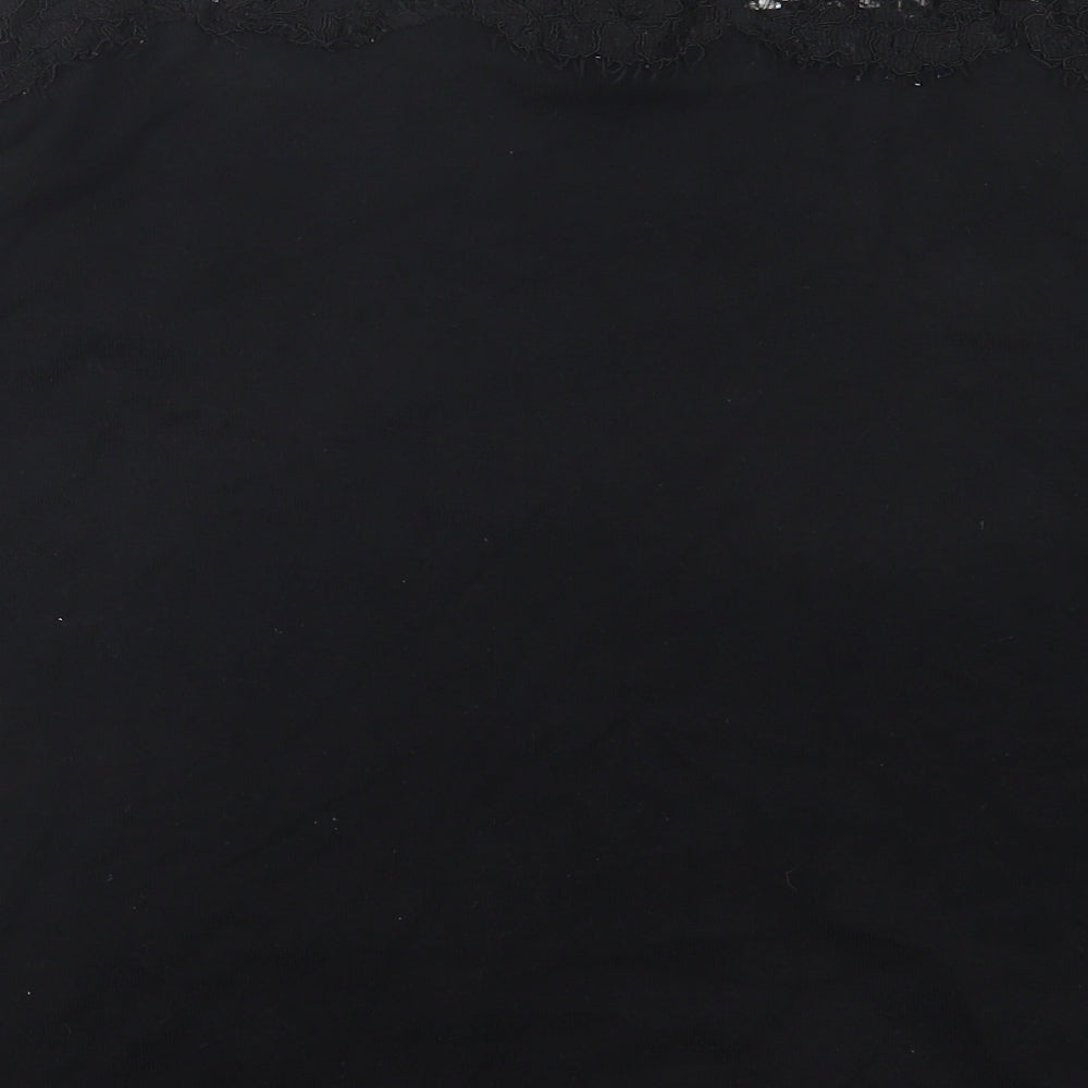 Papaya Womens Black Crew Neck  Viscose Pullover Jumper Size 12
