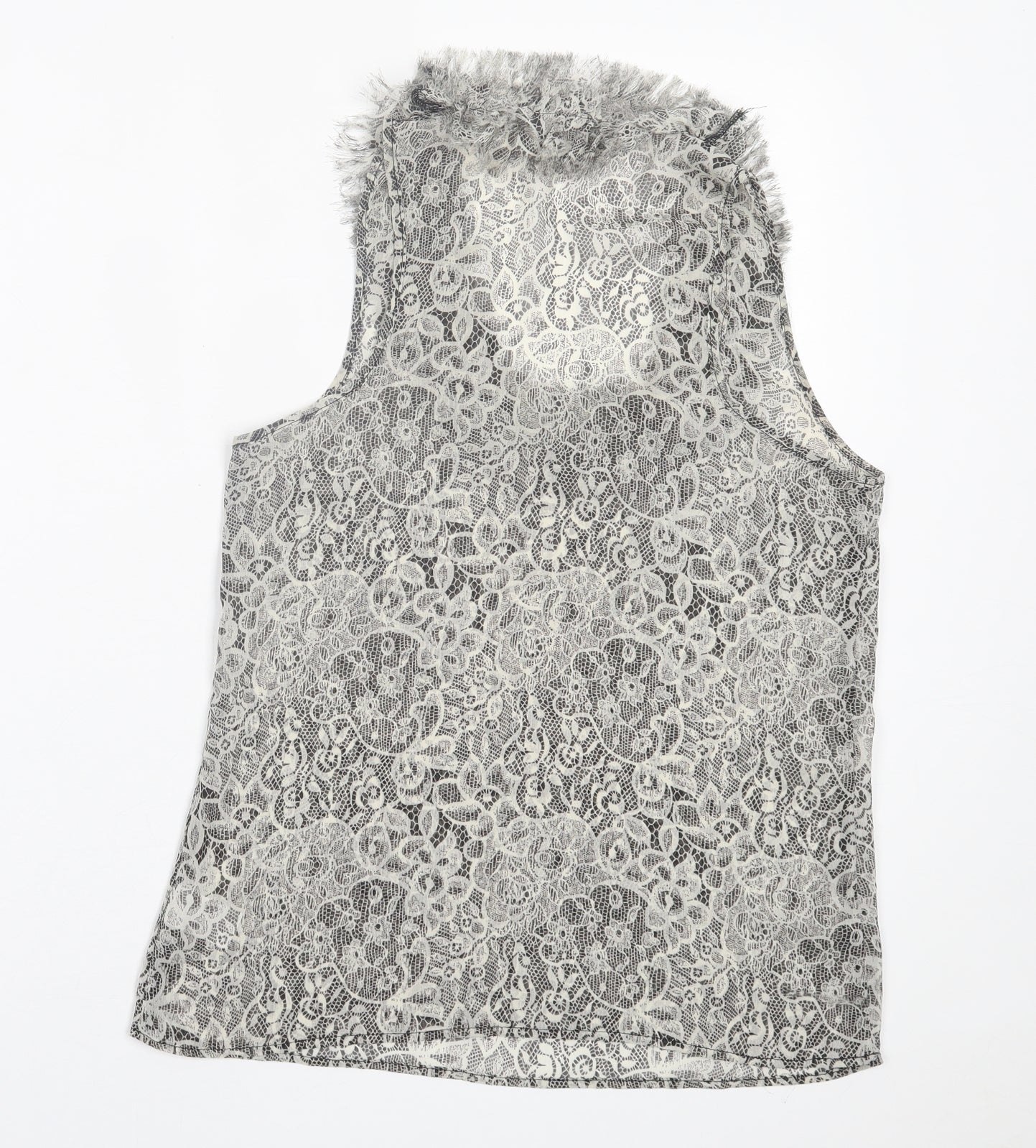 Topshop Womens Grey Floral Polyester Basic Tank Size 8 Scoop Neck