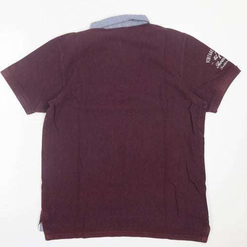 Twisted Soul Mens Purple  Cotton  Polo Size L Collared Button