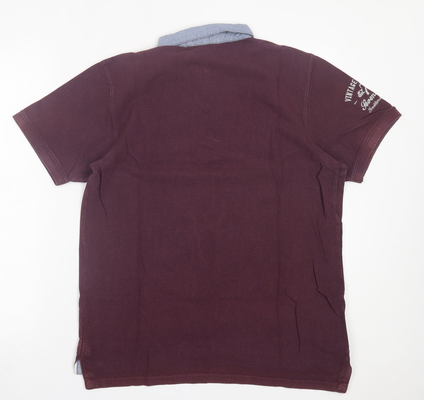 Twisted Soul Mens Purple  Cotton  Polo Size L Collared Button