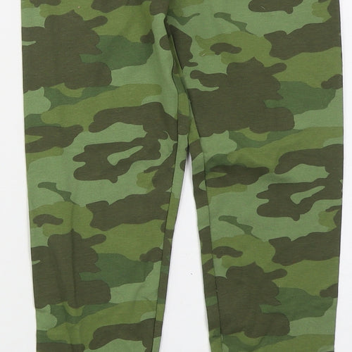 Marks and Spencer Girls Green Camouflage Cotton Carrot Trousers Size 10-11 Years  Regular Magnetic