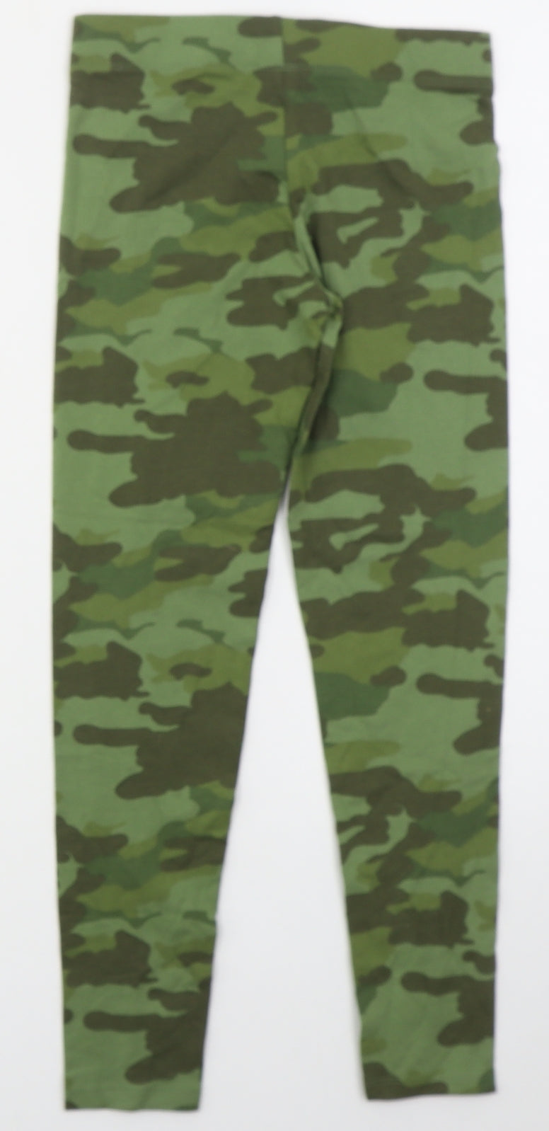 Marks and Spencer Girls Green Camouflage Cotton Carrot Trousers Size 10-11 Years  Regular Magnetic