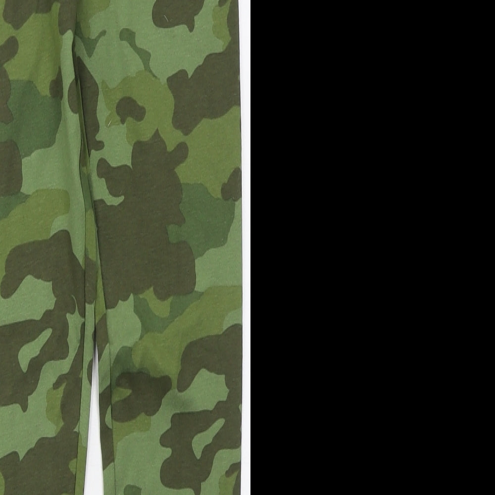 Marks and Spencer Girls Green Camouflage Cotton Carrot Trousers Size 10-11 Years  Regular Magnetic