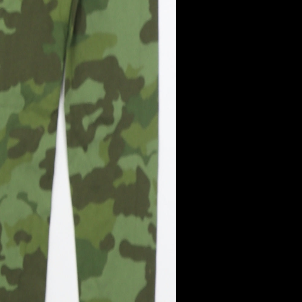 Marks and Spencer Girls Green Camouflage Cotton Carrot Trousers Size 10-11 Years  Regular Magnetic