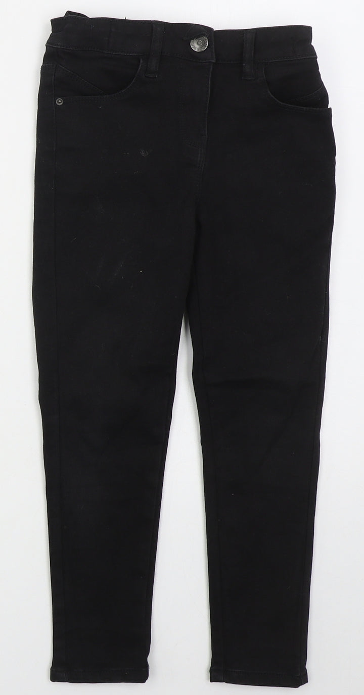 George Girls Black Cotton Skinny Jeans Size 7 Years Regular Button