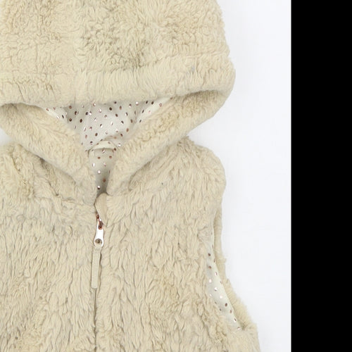 Nutmeg Girls Beige   Gilet Jacket Size 3-4 Years  Zip