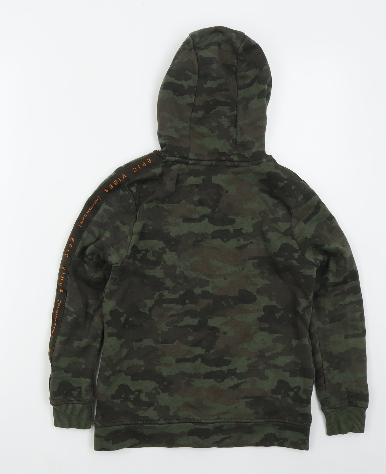 George Boys Green Camouflage Cotton Full Zip Hoodie Size 12-13 Years  Zip - Epic Vibes