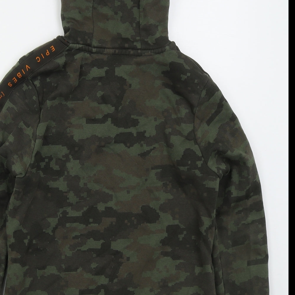 George Boys Green Camouflage Cotton Full Zip Hoodie Size 12-13 Years  Zip - Epic Vibes