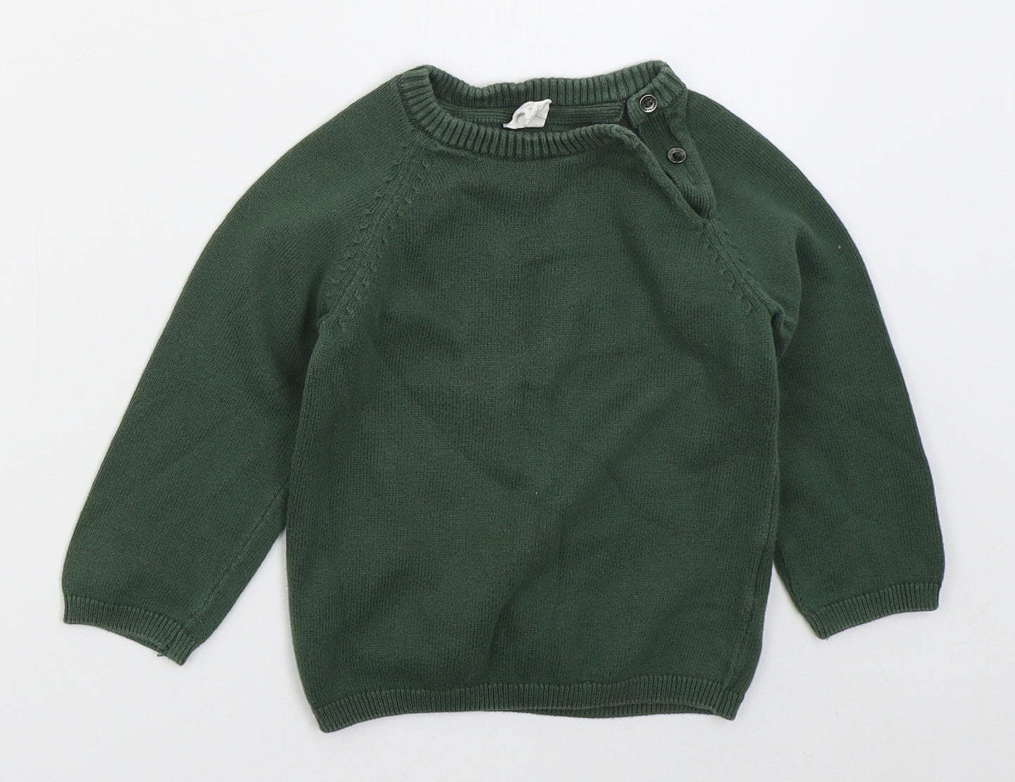 H&M Boys Green  Cotton Pullover Jumper Size 18-24 Months  Pullover